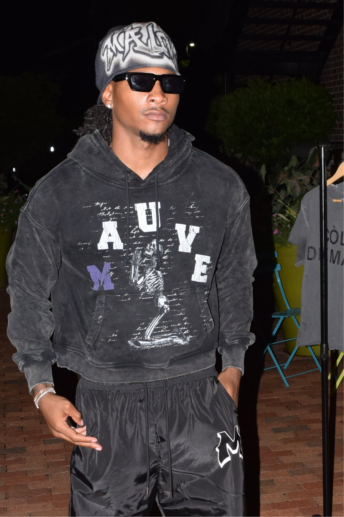 MAUVE “WASHED” BLACK HOODIE